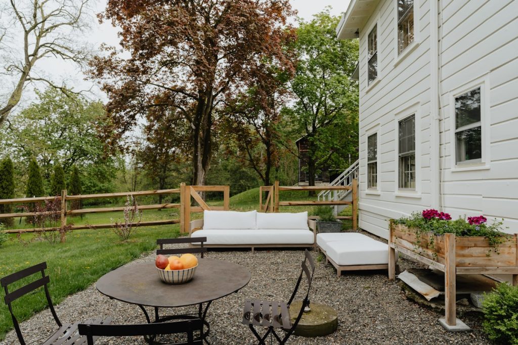 Backyard deck with outdoor seating